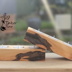 Rustic Live Edge Wood Candle Holder, Triple Tealight, Handcrafted Home Decor Gift