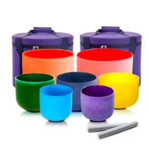 Chakra Crystal Singing Bowl Set of 7, Frosted Quartz Bowls 6-12", Made to Order
